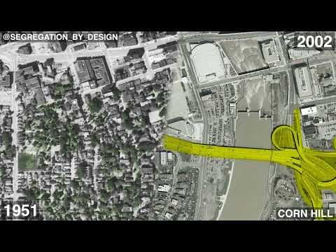 YouTube thumbnail for Animation showing impact of the urban freeway on Rochester NY's neighborhoods 1951 to 2002.
