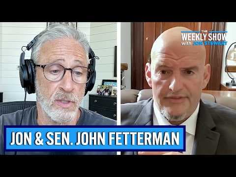 YouTube thumbnail for Sen. John Fetterman on Democratic Divides, DSA & Israel | TWS w/ Jon Stewart [1:28:20]