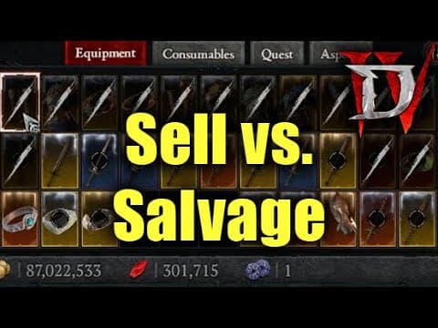 YouTube thumbnail for Diablo 4 - Sell or Salvage your Loot? The Breakdown