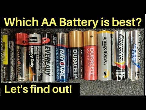 YouTube thumbnail for Which AA Battery is Best? Can Amazon Basics beat Energizer? Let's find out! - Project Farm (11m)