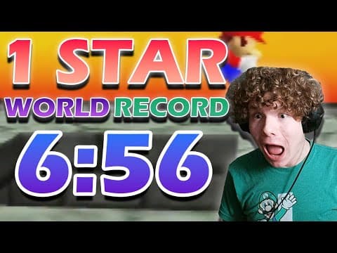 YouTube thumbnail for [WR] Super Mario 64 1 star in 6:56.083 by greensuigi
