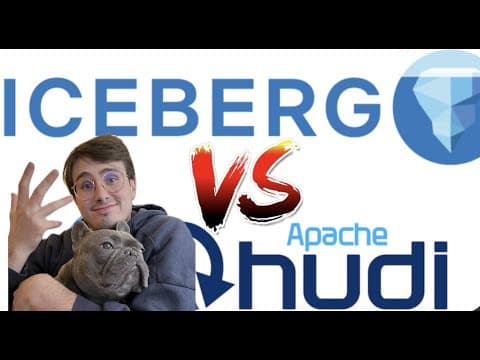 YouTube thumbnail for Apache Hudi vs Apache Iceberg. Apache Hudi and Iceberg Comparison