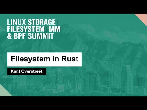 YouTube thumbnail for Derailed talk regarding Rust's integration into the Linux filesystem