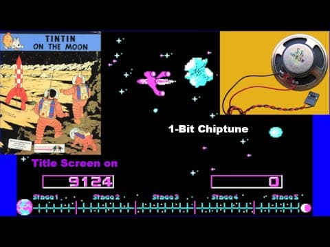 YouTube thumbnail for Tintin on the Moon [MS DOS] Title Screen on IBM PC Speaker