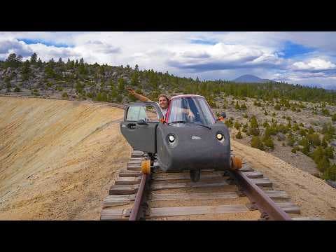 YouTube thumbnail for Found this video about someone traveling on an abandoned rail with a custom electric car.