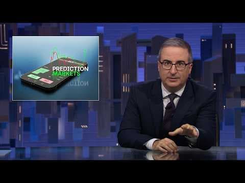 YouTube thumbnail for John Oliver talks about prediction market betting, MagaMyMan makes $515,000 betting on Iran Missile Strikes