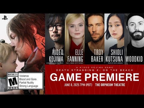 YouTube thumbnail for DEATH STRANDING 2: ON THE BEACH - Game Premiere - Orpheum Theatre - June 8, 2025