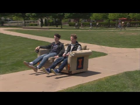 YouTube thumbnail for 'One of our greatest accomplishments': U of I students create 'couch car'