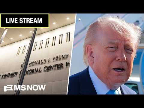 YouTube thumbnail for LIVE: See Donald Trump’s name come off the Kennedy Center as it happens