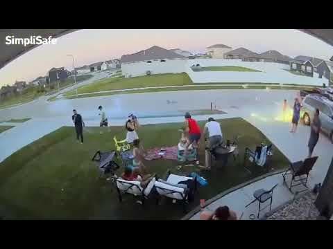 YouTube thumbnail for Fireworks Explosion in Driveway