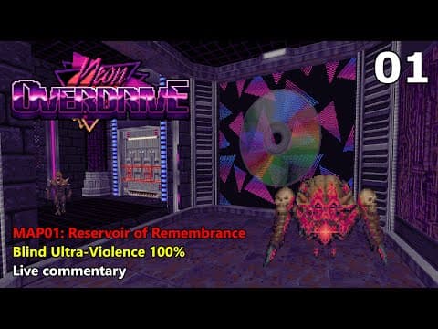 YouTube thumbnail for Neon Overdrive let's play - one of the 2025 Cacoward winners played by Vytaan