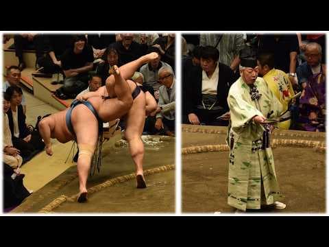 YouTube thumbnail for Topknot touching rule change and list of rikishi banged up from the Aki Basho