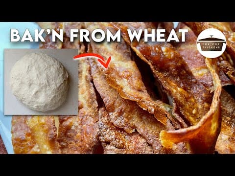 YouTube thumbnail for The Pot Thickens is a fun YouTube channel with awesome recipes for plantbased foods like this vegan bacon