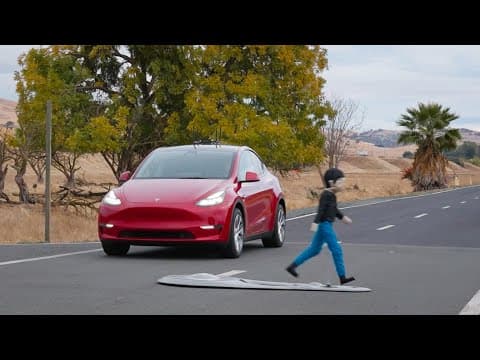 YouTube thumbnail for Youtube: Tesla showing off FSD through 16 tests