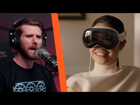 YouTube thumbnail for LTT podcast discusses Apple Vision - "Who is this for?"