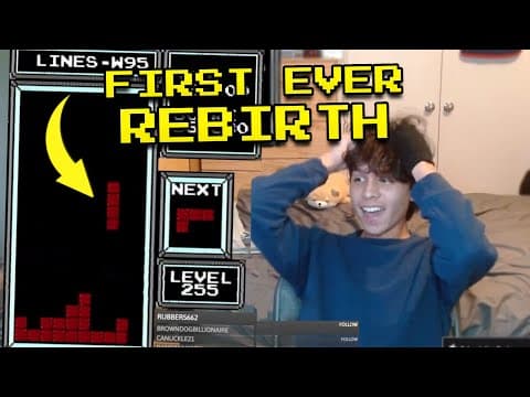 YouTube thumbnail for First Ever REBIRTH in NES Tetris