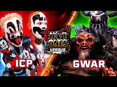 YouTube thumbnail for Insane Clown Posse vs. GWAR | Hot Ones Versus Holiday Special