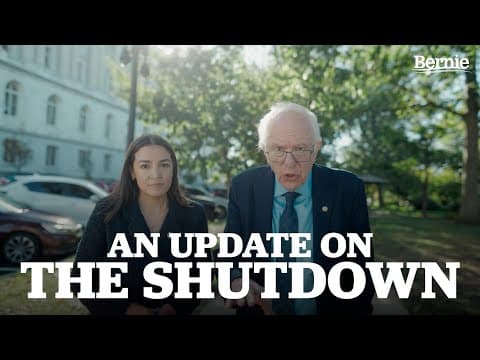 YouTube thumbnail for Government Shutdown information by Bernie and AOC