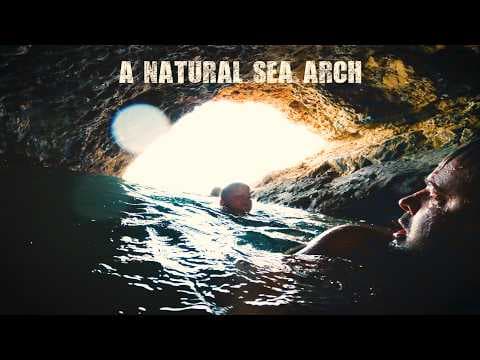 YouTube thumbnail for swim in sea cave for 1st time