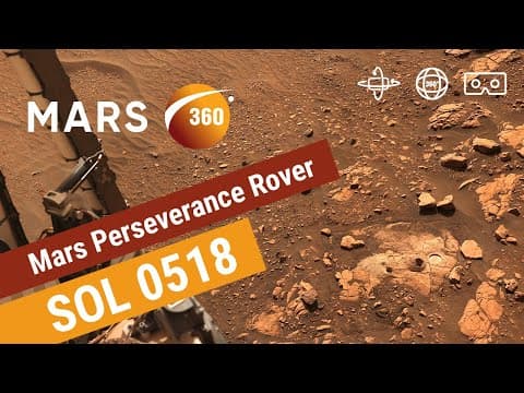YouTube thumbnail for Mars 360: NASA's Mars Perseverance Rover - Sol 518 (360video 8K)
