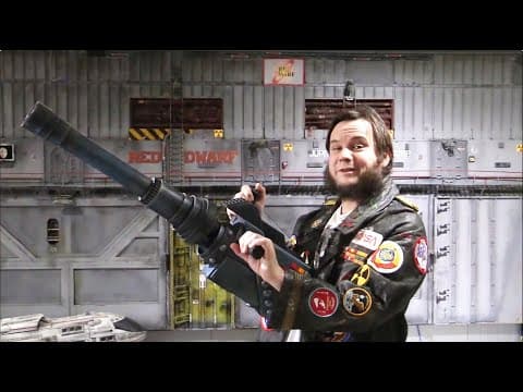 YouTube thumbnail for Visiting The Mining Spaceship Red Dwarf - Props & Costumes From The BBC Series