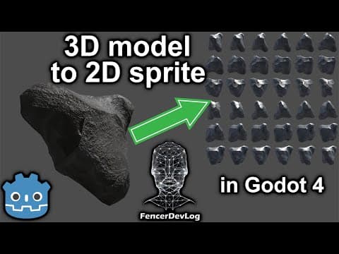 YouTube thumbnail for One-click 3D model to 2D sprite in Godot 4.4 (tutorial)