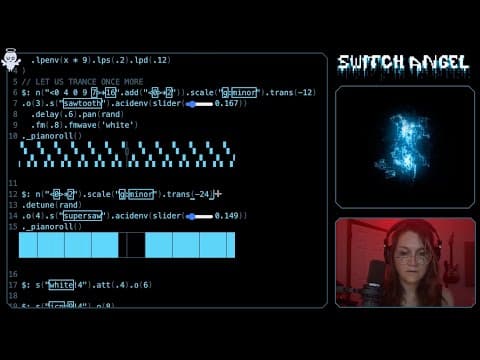 YouTube thumbnail for coding trance music from scratch. 