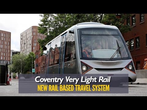 YouTube thumbnail for Coventry in the UK is trialing a tiny battery-electric single-car tram it calls the Very Light Rail