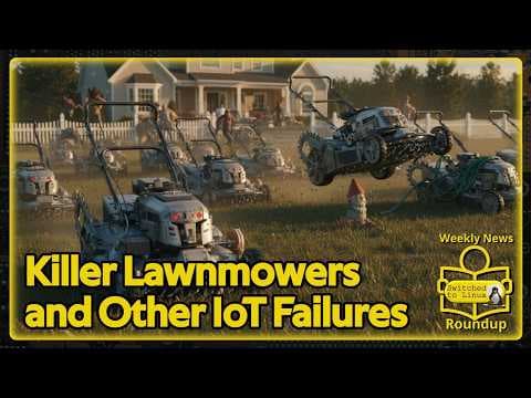 YouTube thumbnail for Killer Lawnmowers and Other IoT Flops | Weekly News Roundup