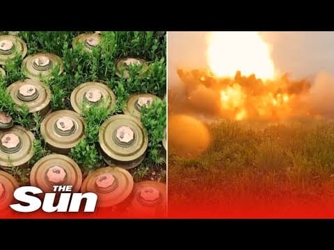 YouTube thumbnail for Ukrainian demining team remove 100 MINES in one day from field