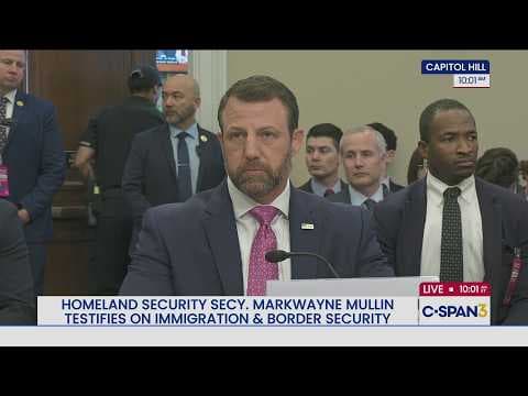 YouTube thumbnail for DHS Secretary Markwayne Mullin testifies before Senate (June 2026)
