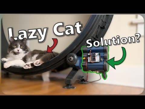 YouTube thumbnail for I 3D printed an automated cat treat dispenser to train my cat to exercise! (printables link with files and code in comments)