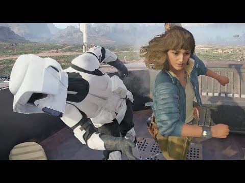 YouTube thumbnail for Star Wars: Outlaws being a "AAAA Game" for 3 minutes