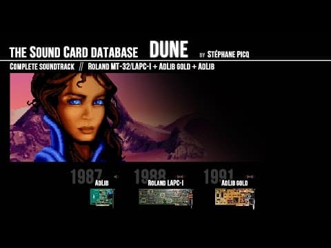 YouTube thumbnail for DUNE Soundtrack (by Stéphane Picq) on AdLib + MT-32 + AdLib Gold