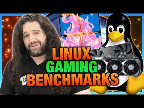 YouTube thumbnail for RIP Windows: Linux GPU Gaming Benchmarks on Bazzite (GamersNexus new Linux Benchmarking is here!)