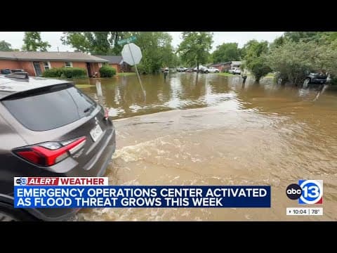 YouTube thumbnail for Homes surrounded by water in parts of Houston as storms moved across region