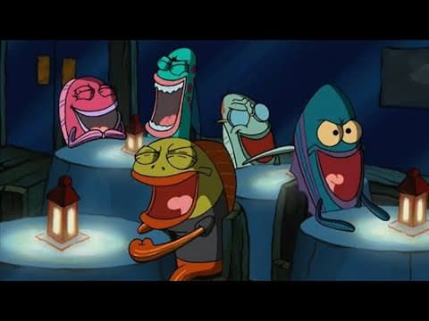 YouTube thumbnail for SpongeBob background characters being ruthless