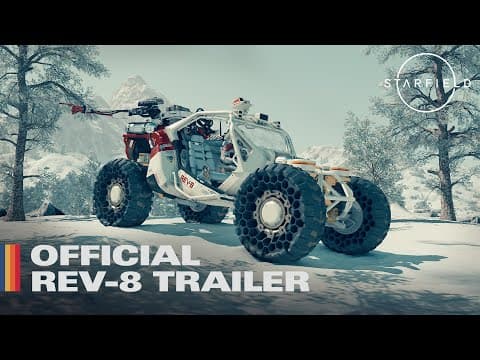 YouTube thumbnail for Starfield Update Tonight adds the REV-8 Vehicle.