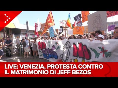 YouTube thumbnail for No war No bezos protest live in venice