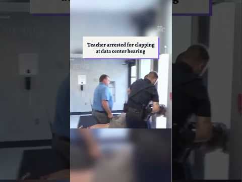 YouTube thumbnail for Teacher arrested for clapping at data center hearing [Video Short]