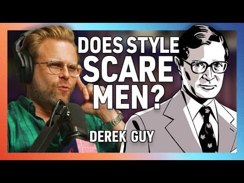 YouTube thumbnail for Adam Conover Podcast Episode with Derek Guy Discussing Men's Fashion
