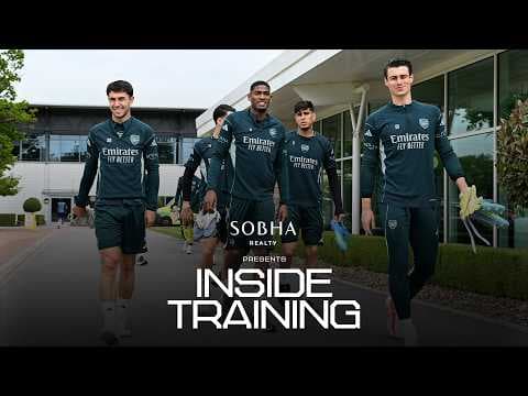YouTube thumbnail for THE PREMIER LEAGUE CHAMPIONS RETURN 🏆 | Featuring Saka, Rice, Odegaard & Gyokeres l INSIDE TRAINING