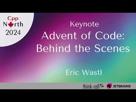 YouTube thumbnail for Eric Wastl talk: Advent of Code, Behind the Scenes