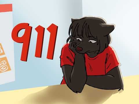 YouTube thumbnail for 911 (short music vid) [art by me, music by Lady Gaga, CW: ED mention]