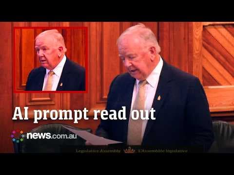YouTube thumbnail for Politician reads AI prompt during assembly