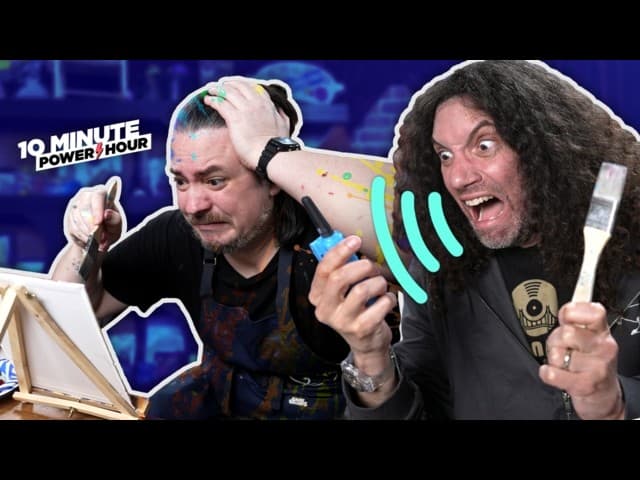 YouTube thumbnail for Painting Bob Ross but it’s playing in another room | 10MPH The Grumps