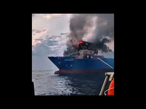 YouTube thumbnail for Ukrainian Drones Hit "Ro-Ro" Cargo Ship Near Novorossiysk