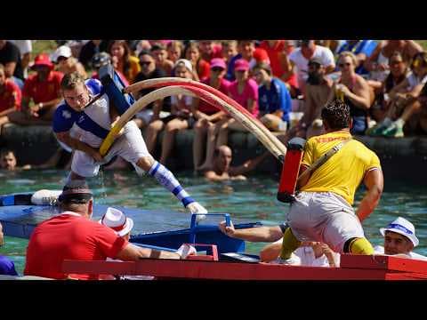YouTube thumbnail for This water-jousting seems oddly familiar! (French jousting championship finals, 2026)