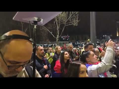 YouTube thumbnail for Belgrade, Serbia: sonic wave attack during protest (March 15th, 2025)