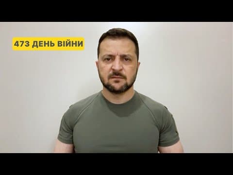 YouTube thumbnail for 473 day of war. Address video by President Zelensky (English subtitles)